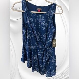 NWT-Vince Camuto Womens Blouse Blue Paisley